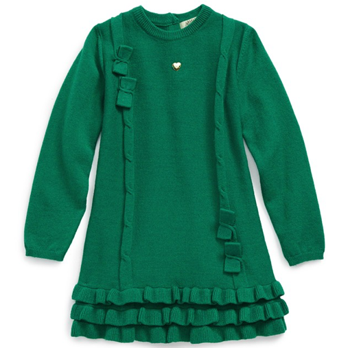 Armani Baby Girls Wool Green Long-Sleeved Dress Petit New York Armani Baby Girls Wool Green Long-Sleeved Dress Petit New York