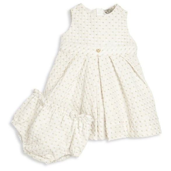 Armani Baby Girls Ivory Dress with Gold Embroideries and Bloomers – Petit  New York