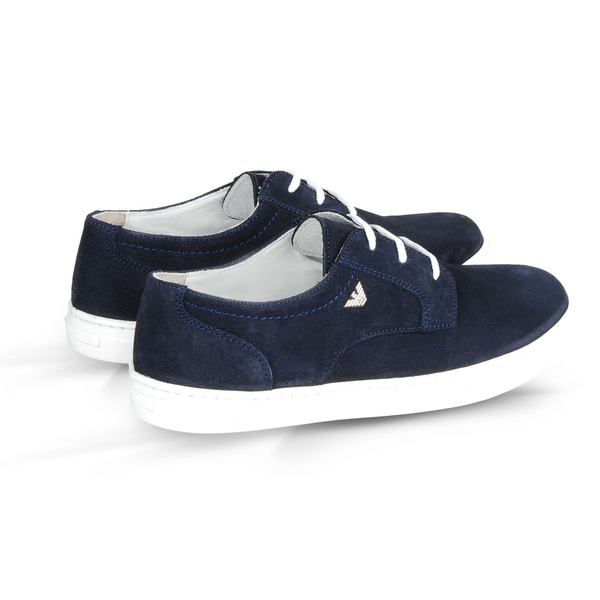 Armani Boys Navy Blue Suede Shoes – Petit New York