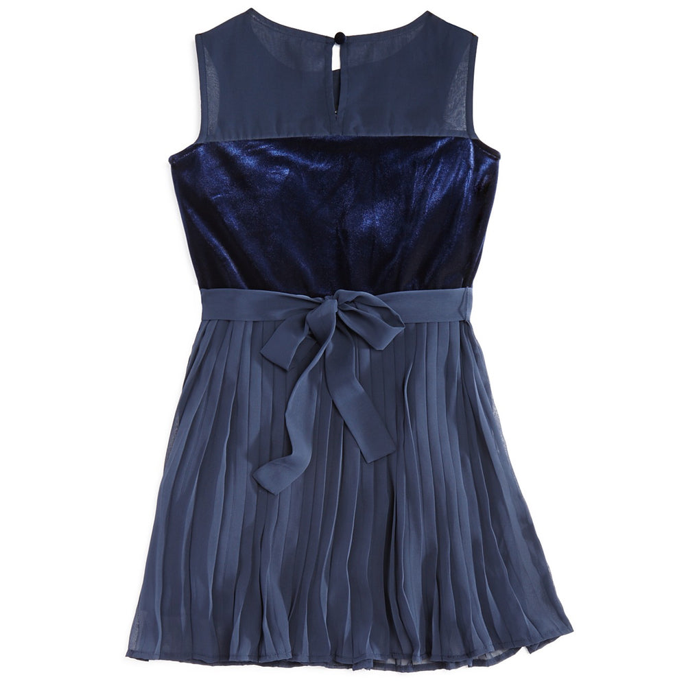 Armani Junior Girls Blue Velvet Party Dress Girls Dresses Armani Junior [Petit_New_York]