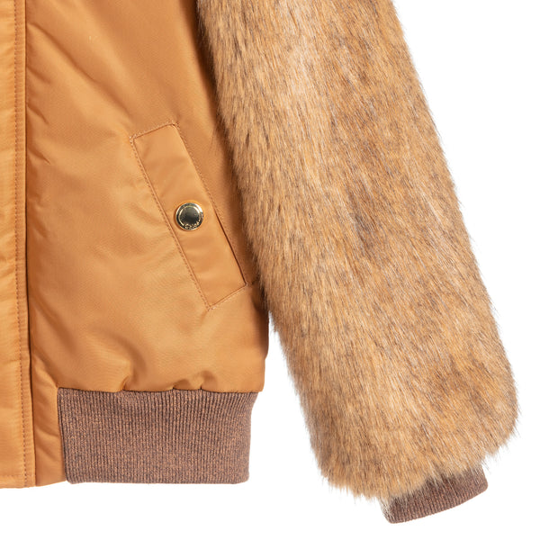 Girls faux clearance fur bomber jacket