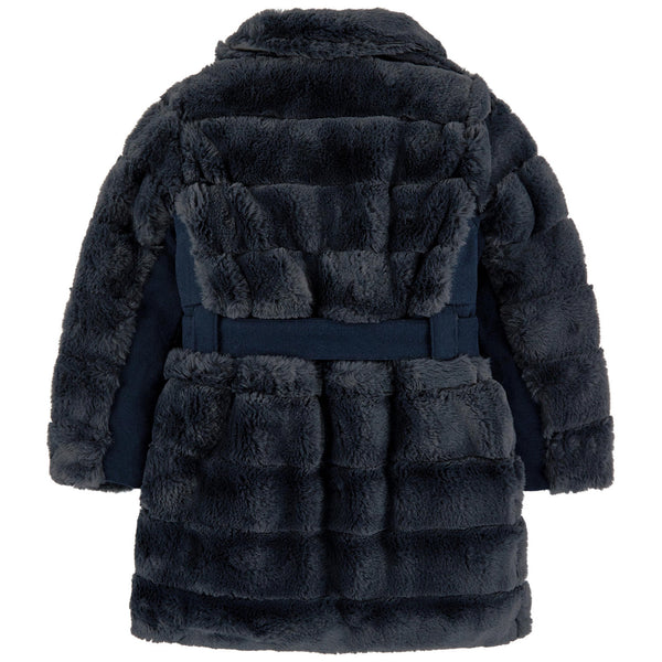 Chloé Girls Dark Blue Faux Fur Coat – Petit New York
