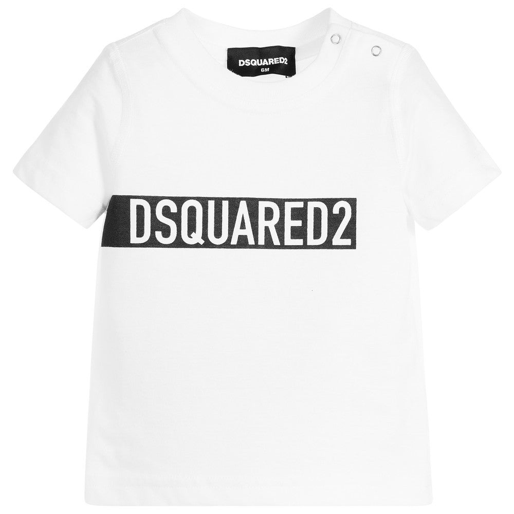 Dsquared2 Baby Boys White Logo T-shirt Baby T-shirts Dsquared2 [Petit_New_York]