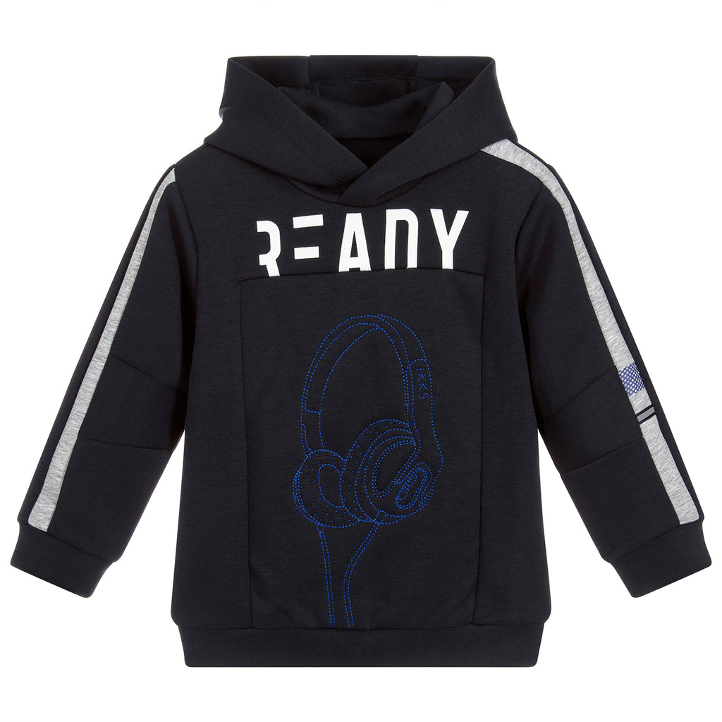 IKKS Boys Navy Blue Hooded Sweatshirt with Print