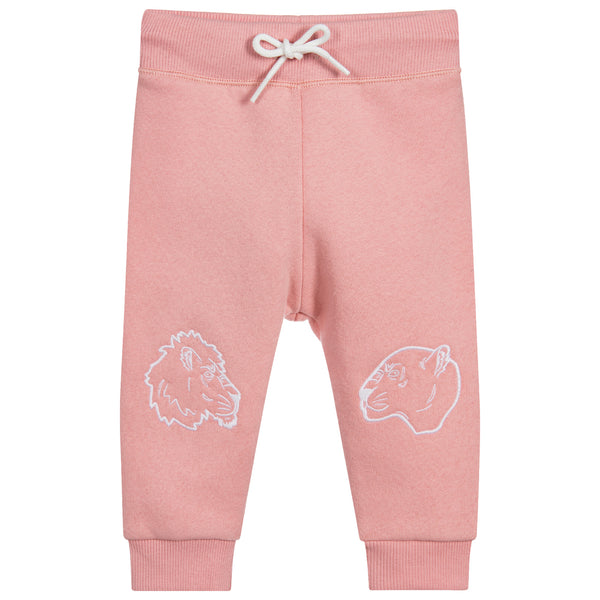 Baby Girls Soft Pink Tiger Patched Sweatpants