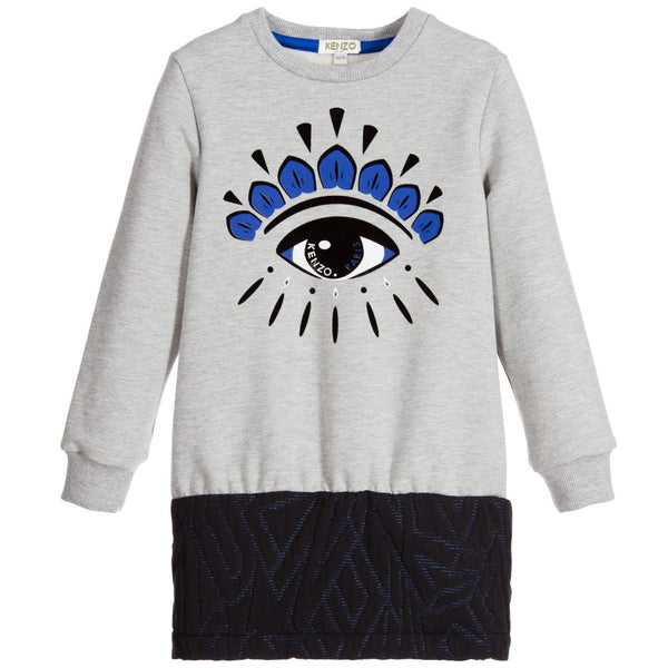 Kenzo Girls Grey 'Eye' Sweatshirt Dress (Mini-Me) Petit New York Kenzo Girls Grey 'Eye' Sweatshirt Dress (Mini-Me) Petit New York