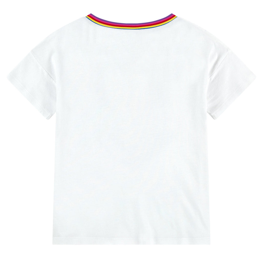 Little Marc Jacobs Girls White T-shirt with Colorful Logo Sequins