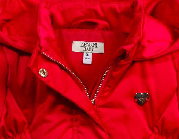 Armani Baby Girls Red Puffer Jacket Petit New York