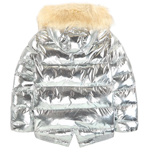 Sonia Rykiel Enfant Girls Silver Puffer Jacket & Pink Jogger Pants