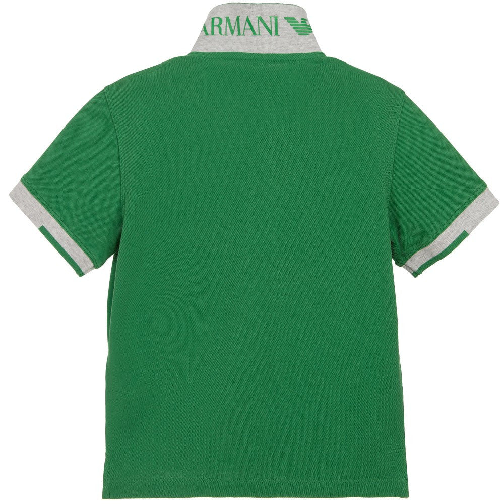 Armani Boys Green Piqué Polo Shirt Boys Polo Shirts Armani Junior [Petit_New_York]