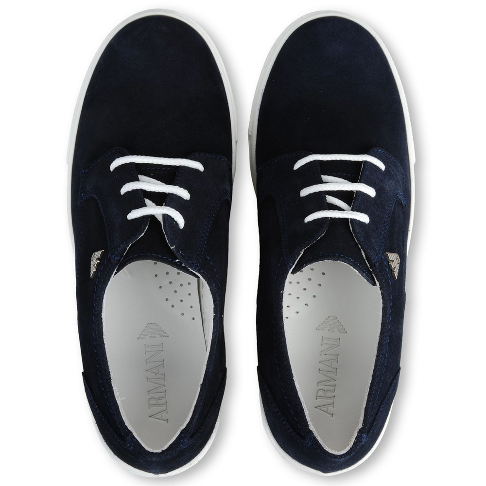 Armani Boys Navy Blue Suede Shoes – Petit New York