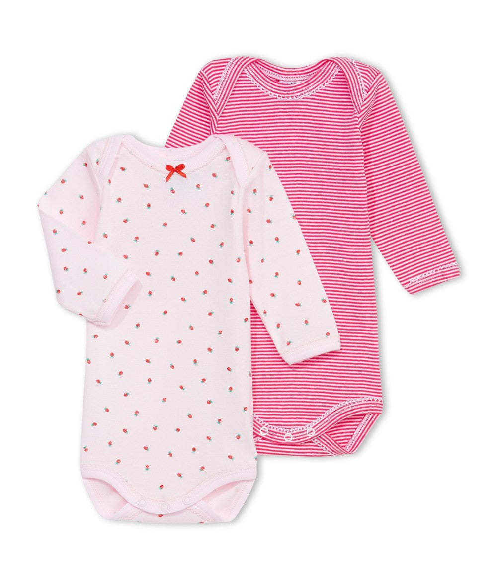Petit Bateau Baby Girls Two-Pack Pink Rompers Baby Rompers & Onesies Petit Bateau [Petit_New_York]