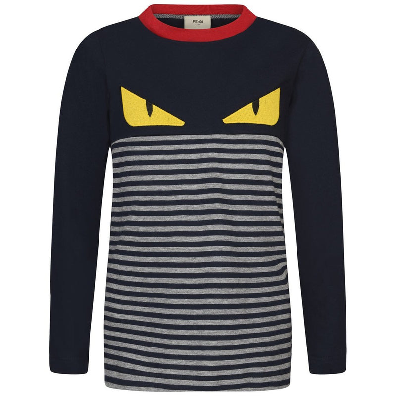 Fendi Boys 'Monster' Striped Long-Sleeved T-shirt – Petit New York