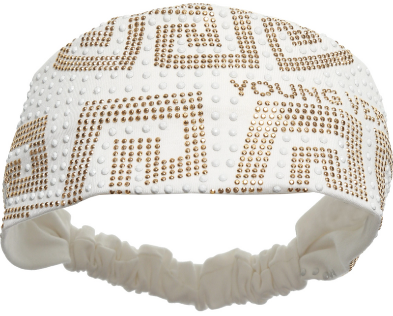 Versace Girls Ivory Studded Headband Girls Hats, Scarves & Gloves Young Versace [Petit_New_York]