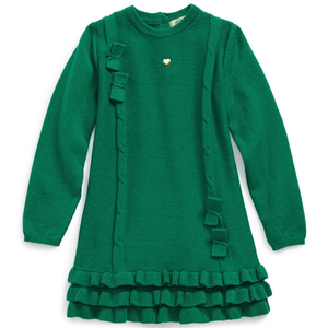 Armani Baby Girls Wool Green Long-Sleeved Dress Baby Dresses Armani Junior [Petit_New_York]