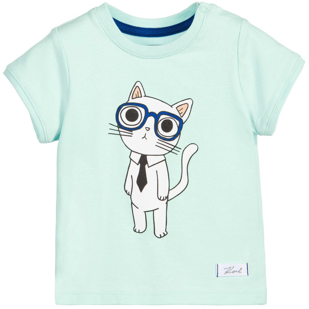 Karl Lagerfeld Baby Mint Choupette T-shirt Baby T-shirts Karl Lagerfeld Kids [Petit_New_York]