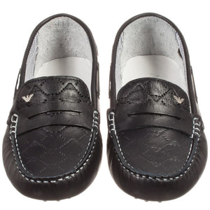 Armani Boys Dark Navy Formal Loafers Boys Shoes Armani Junior [Petit_New_York]