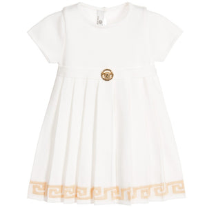 Versace Baby Girls Knitted Ivory & Gold Dress Baby Dresses Young Versace [Petit_New_York]