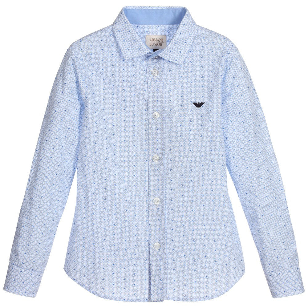 Armani Junior Boys Blue Button-Down Shirt – Petit New York