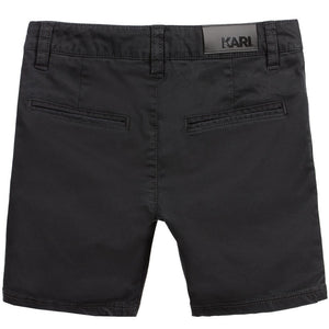Karl Lagerfeld Kids waist-logo pinstriped shorts - Black