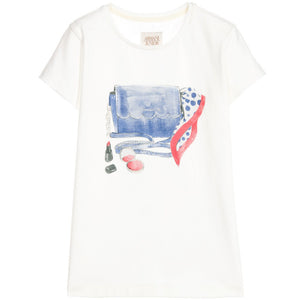 Armani Girls Ivory 'Accessories' Print T-shirt Girls Tops Armani Junior [Petit_New_York]