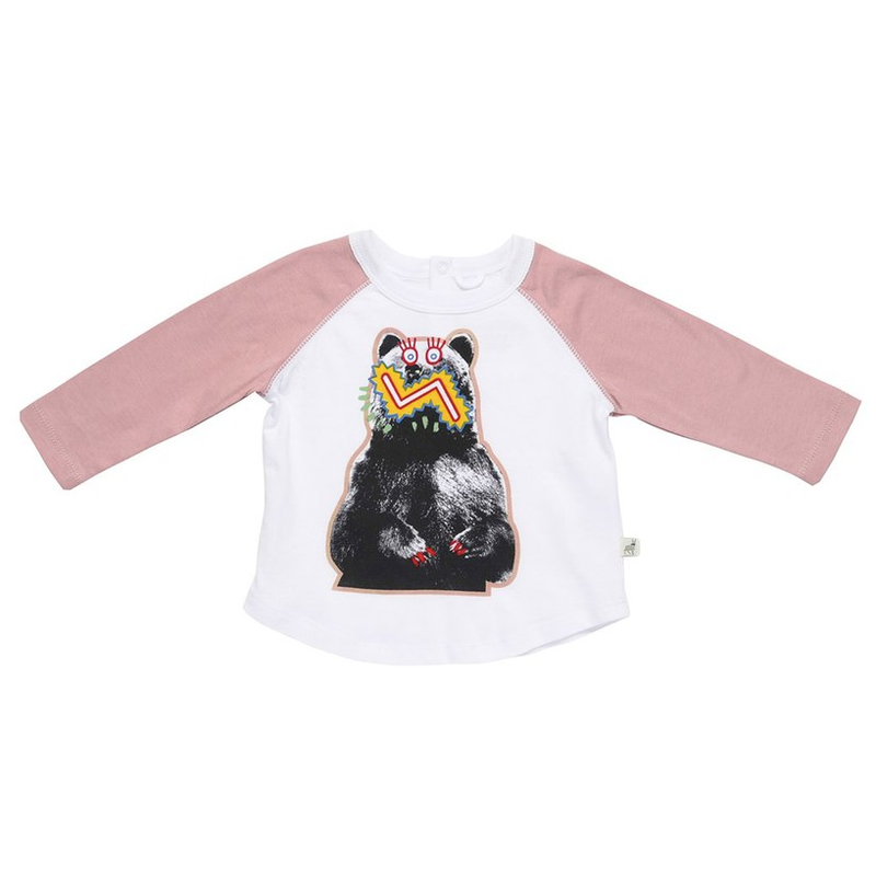 Stella McCartney Baby Girls White and Pink 'Max Bear' T-shirt Baby T-shirts Stella McCartney Kids [Petit_New_York]