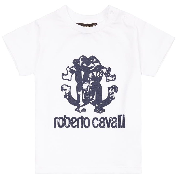 Cavalli Baby Boys White Logo T-shirt Baby T-shirts Roberto Cavalli Junior [Petit_New_York]
