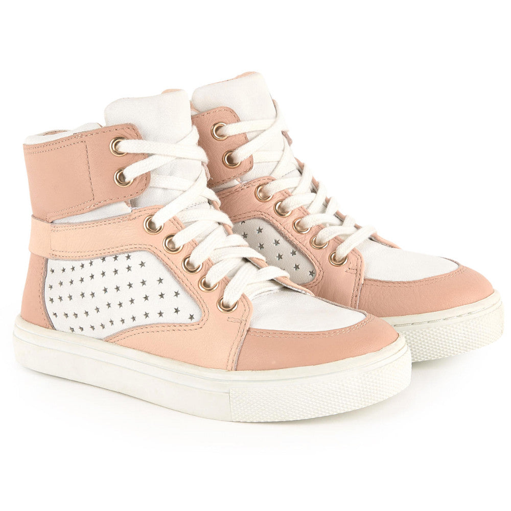☆国内発送☆ Chloe クロエ Sneakers WHITE AND LIGHT PINK Chloe Girls Pink and White High-Top Sneakers (Mini-Me