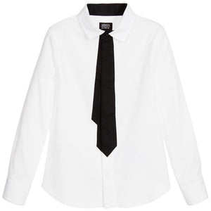Armani Boys White Shirt with Tie Boys Shirts Armani Junior [Petit_New_York]