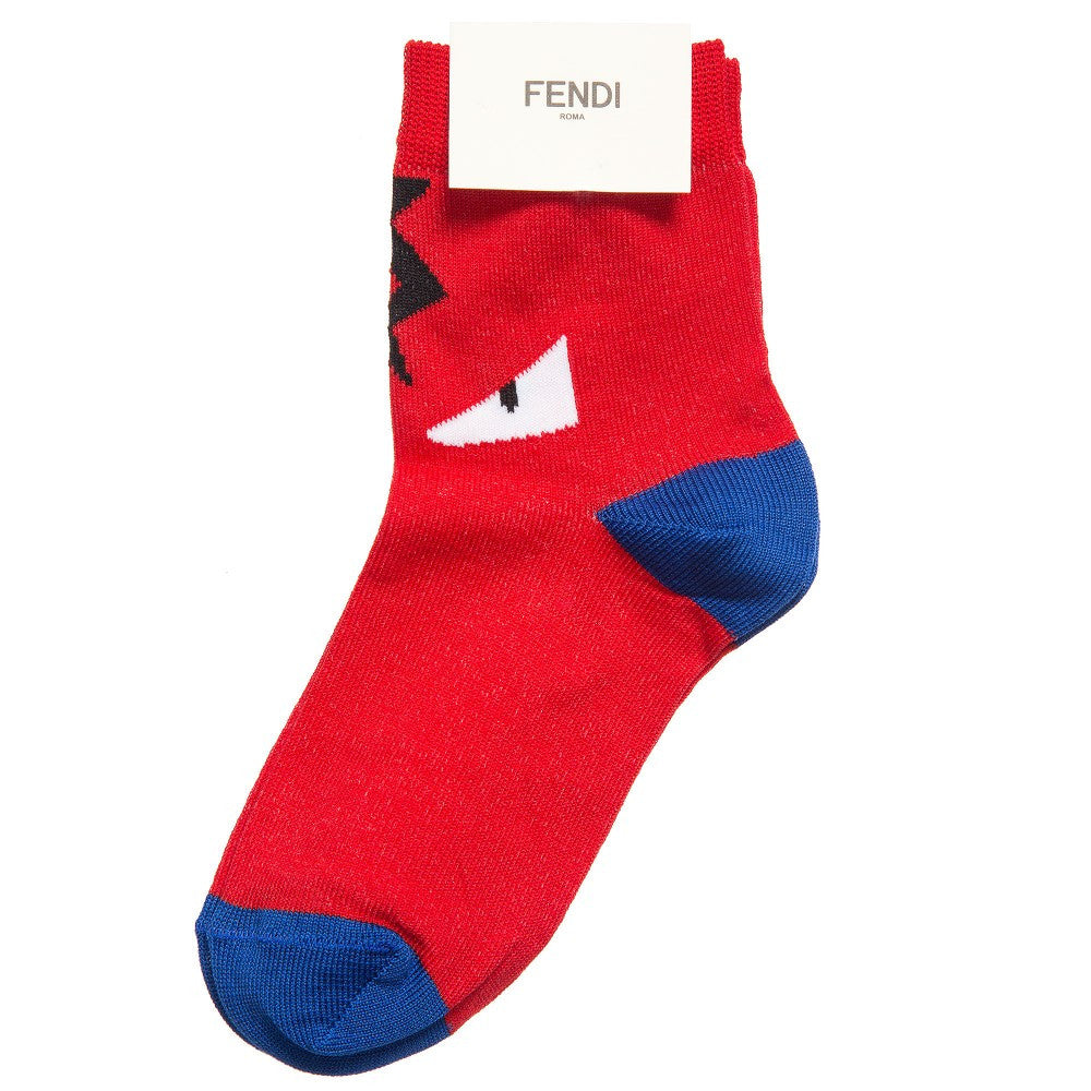 Fendi Boys Red 'Monster' Socks Boys Underwear & Socks Fendi [Petit_New_York]