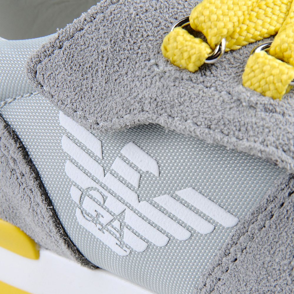 Armani Baby Boys Grey Yellow Sneakers Petit New York