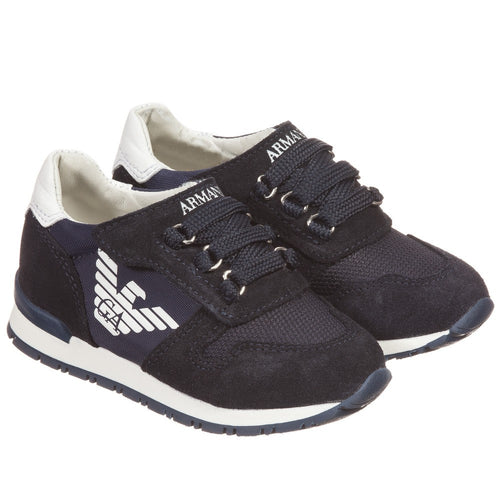 Baby Boys Navy Blue Logo Sneakers