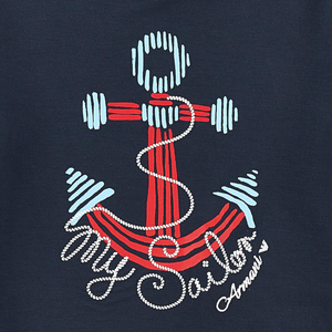 Armani Girls Navy Sailor T-shirt Girls Tops Armani Junior [Petit_New_York]