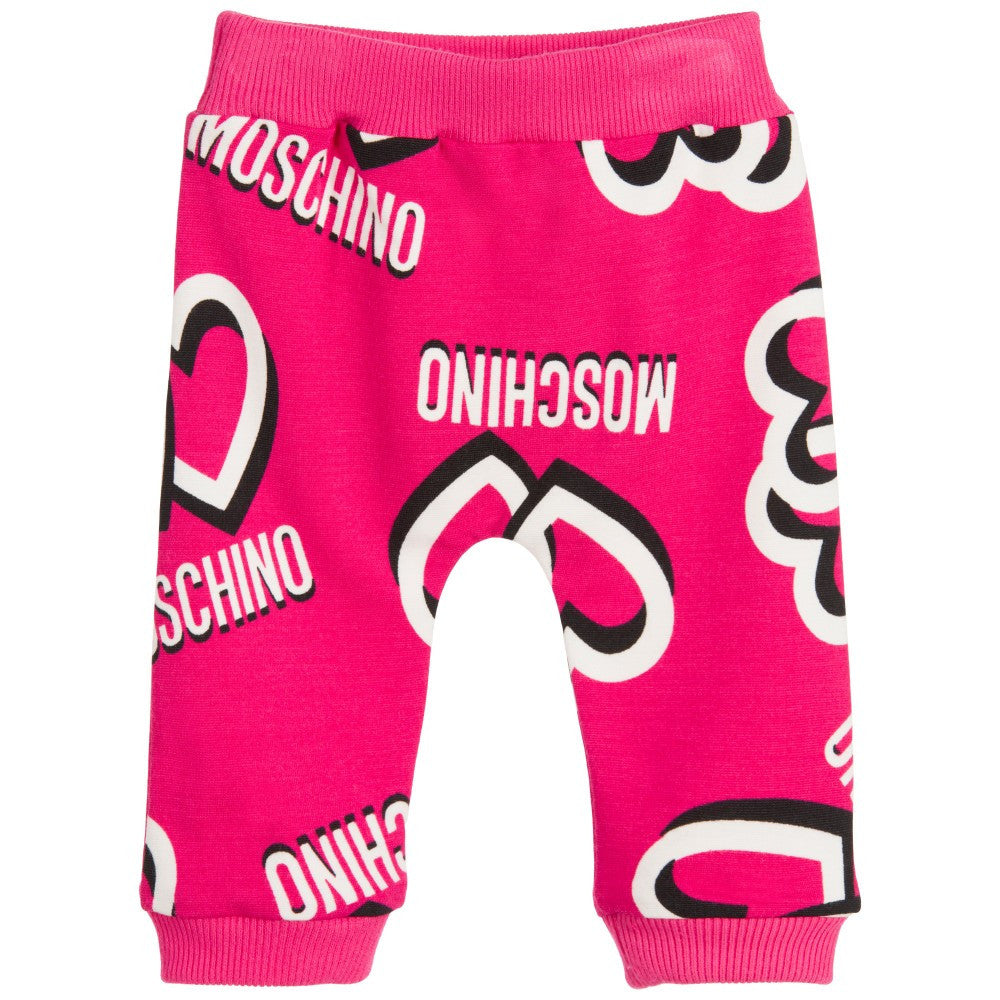 Moschino Baby Girls Pink Hearts Leggings Baby Bottoms Moschino [Petit_New_York]