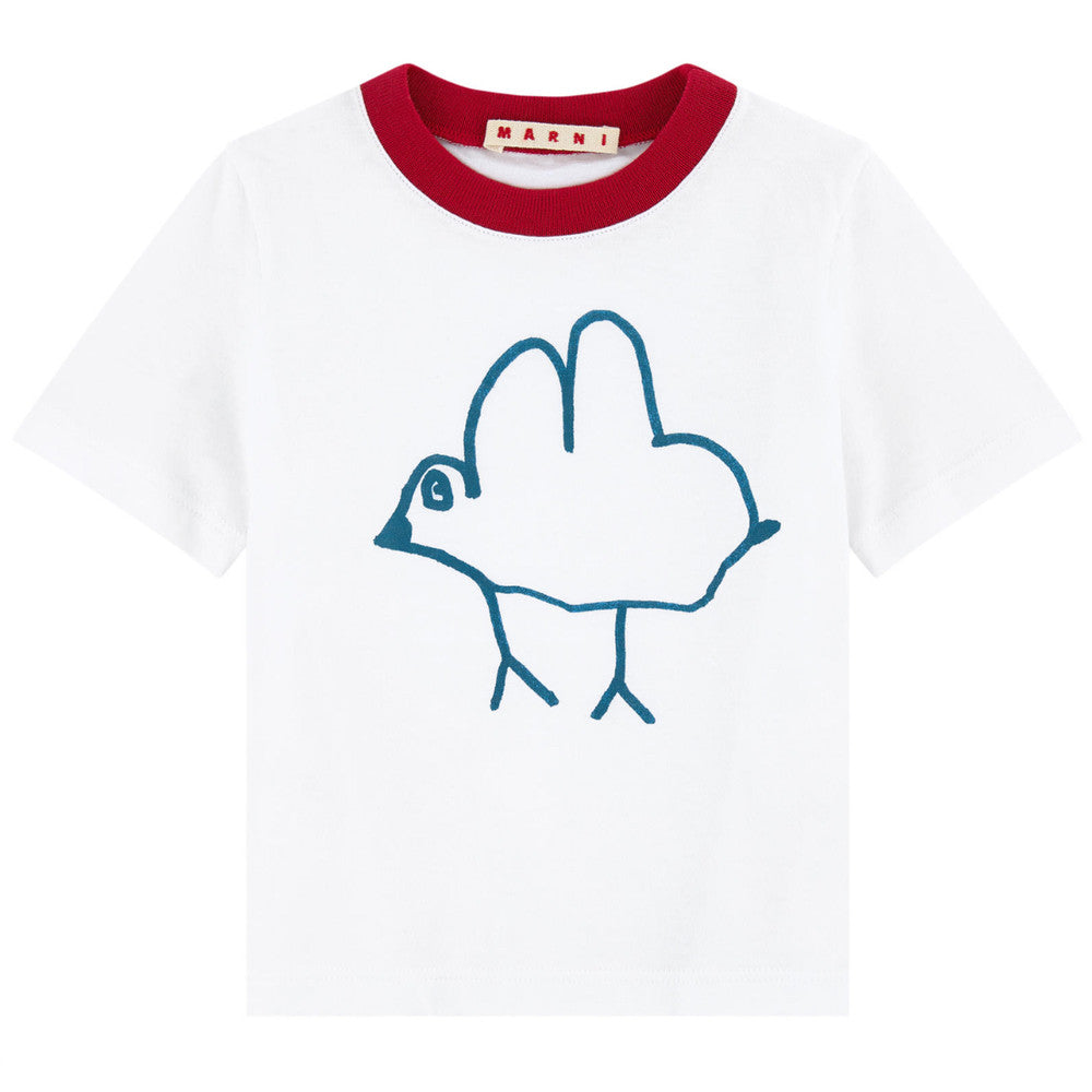 Marni Girls Bird White Bird T-shirt Girls Tops Marni [Petit_New_York]