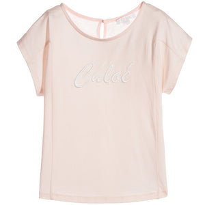 Chloe Girls Pink Logo T-shirt Girls Tops Chloé [Petit_New_York]