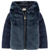 Armani Girls Navy Faux-Fur Hooded Jacket Girls Jackets & Coats Armani Junior [Petit_New_York]