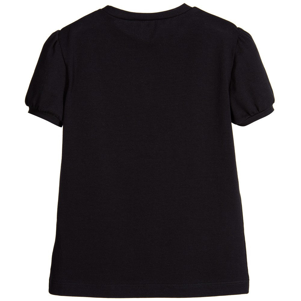 Versace Girls Black Medusa Mini-Me Logo T-shirt Girls Tops Young Versace [Petit_New_York]