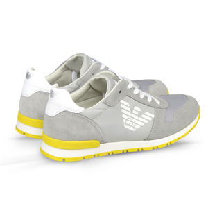 Armani Boys Grey and Yellow Sneakers Boys Shoes Armani Junior [Petit_New_York]