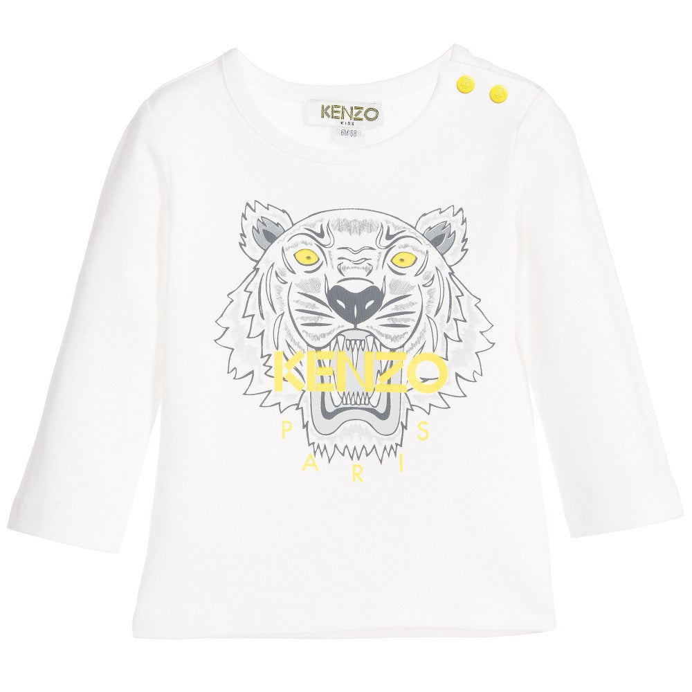 Kenzo Baby Girls Ivory Tiger T-shirt Baby T-shirts Kenzo Paris [Petit_New_York]