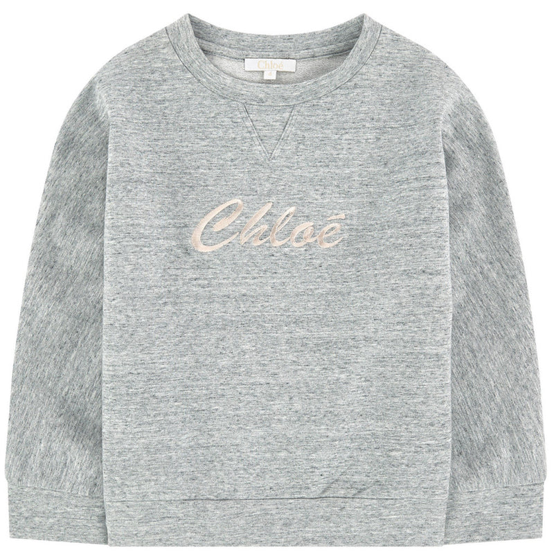Chloe Girls Grey Logo Sweatshirt (Mini-Me) Girls Sweaters & Sweatshirts Chloé [Petit_New_York]