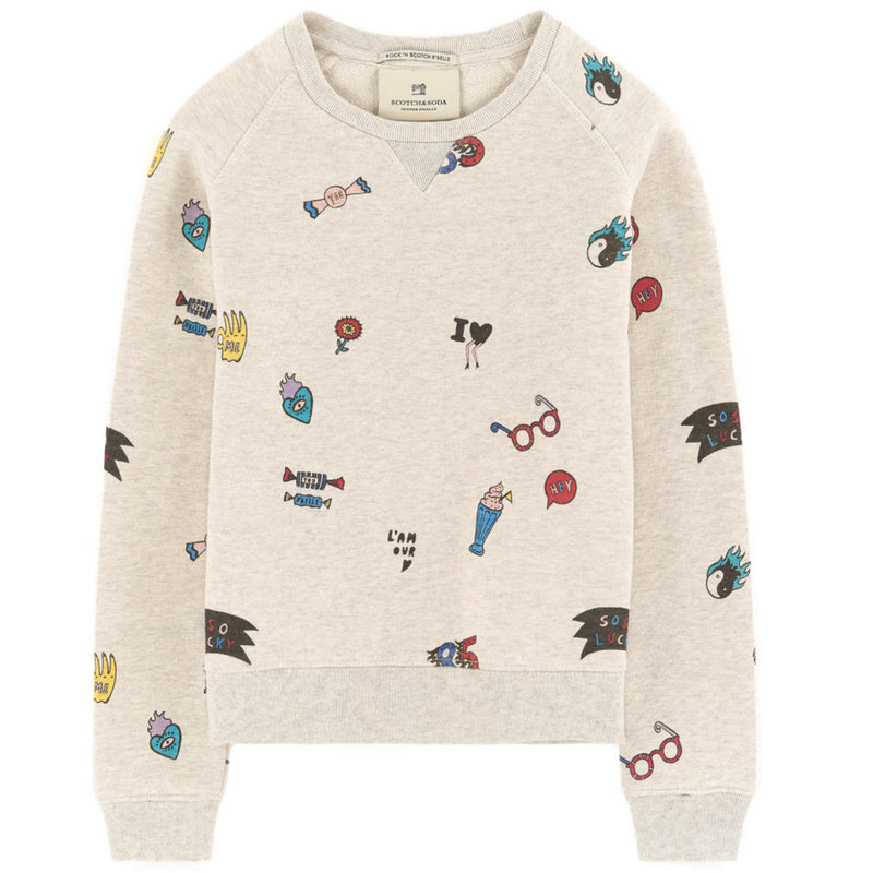 Scotch & Soda Girls Beige Printed Sweatshirt Boys Sweaters & Sweatshirts Scotch Shrunk [Petit_New_York]