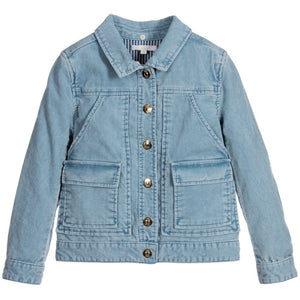 Chloe Girls Blue Corduroy Shearling Fur Jacket (Mini-Me) Girls Jackets & Coats Chloé [Petit_New_York]
