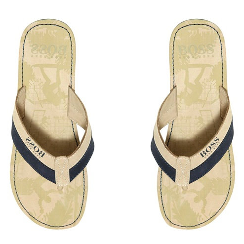 Hugo boss leather flip flops best sale