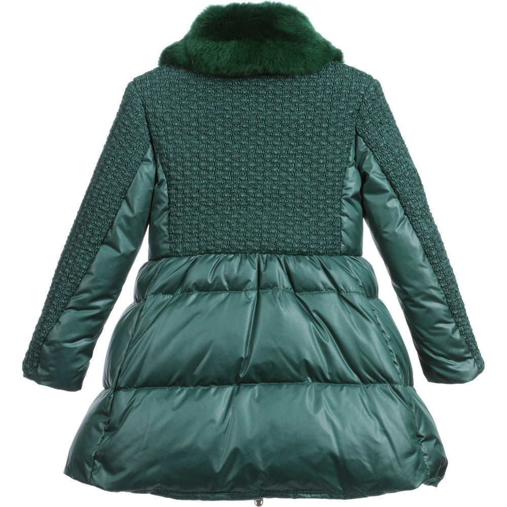 Versace Girls Luxury Green Coat with Fur Girls Jackets & Coats Young Versace [Petit_New_York]