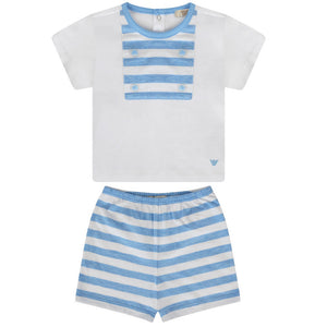 Armani Baby Boys Blue Striped Top & Shorts Set Baby Sets & Suits Armani Junior [Petit_New_York]