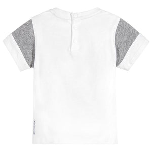 Armani Baby Boys White and Grey Logo T-shirt Baby T-shirts Armani Junior [Petit_New_York]