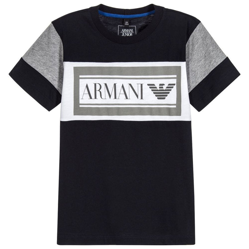 Armani Boys Navy Blue Logo T-shirt Boys T-shirts Armani Junior [Petit_New_York]