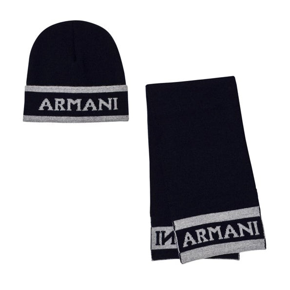 Armani Baby Boys Navy Logo Hat and Scarf Gift Set Baby Hats, Scarves & Gloves Armani Junior [Petit_New_York]