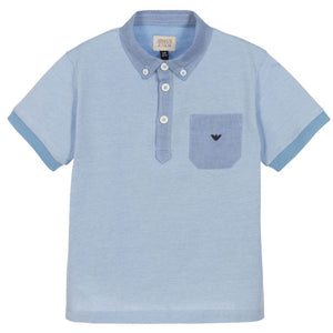 Armani Boys Light Blue Piqué Polo Shirt Boys Polo Shirts Armani Junior [Petit_New_York]